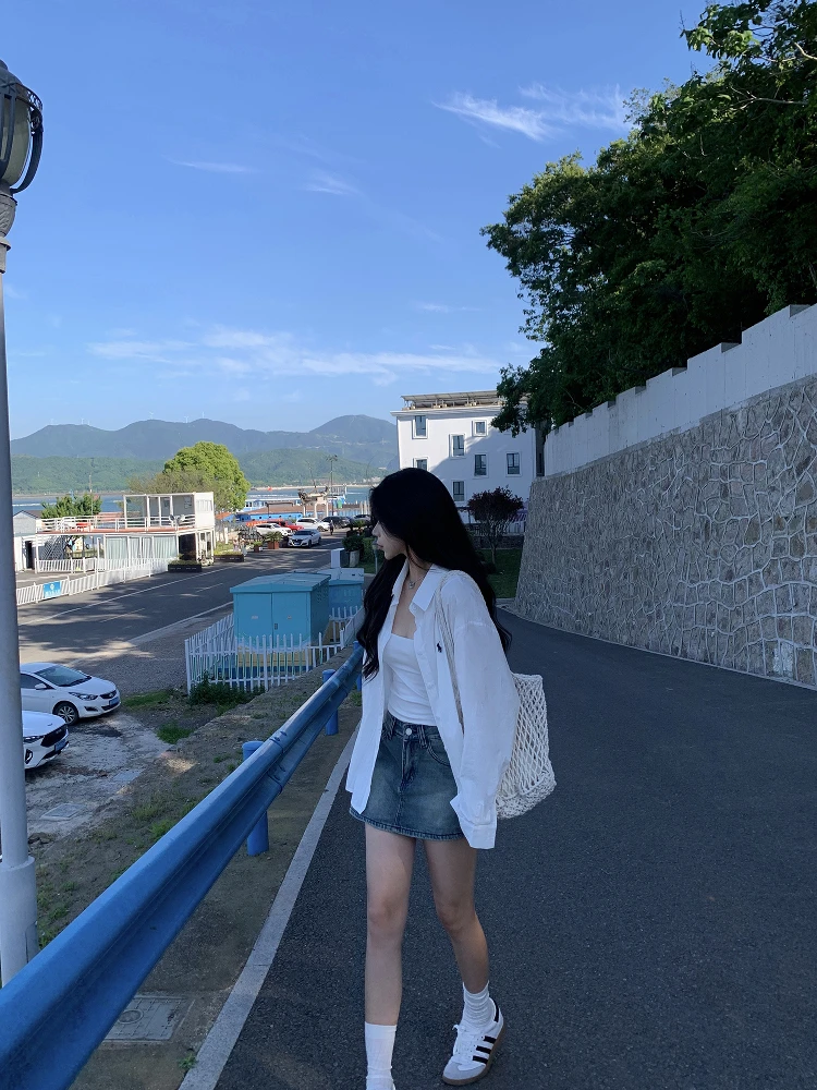 

Slimming Casual White Long Sve Women's irt YAQING New Sle Versatile Comfortable Cotton Design Spring Faion
