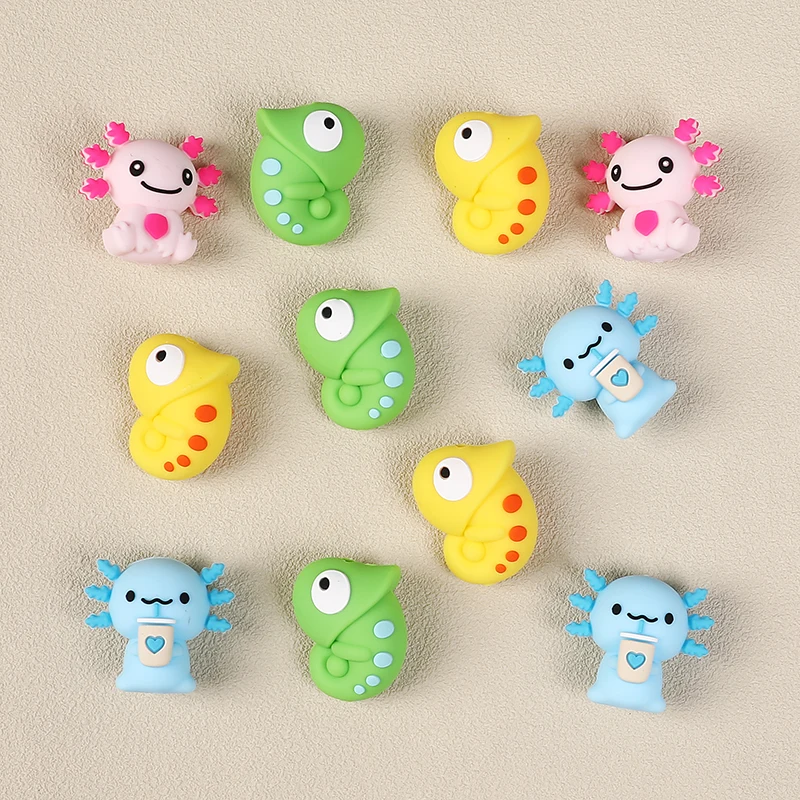 Anneau de dentition en Silicone, 4 pièces, perles de mise au point sans BPA, animaux 3D à croquer, bricolage, sucette de dentition pour bébé, chaîne, jouets, cadeau, produits pour bébé