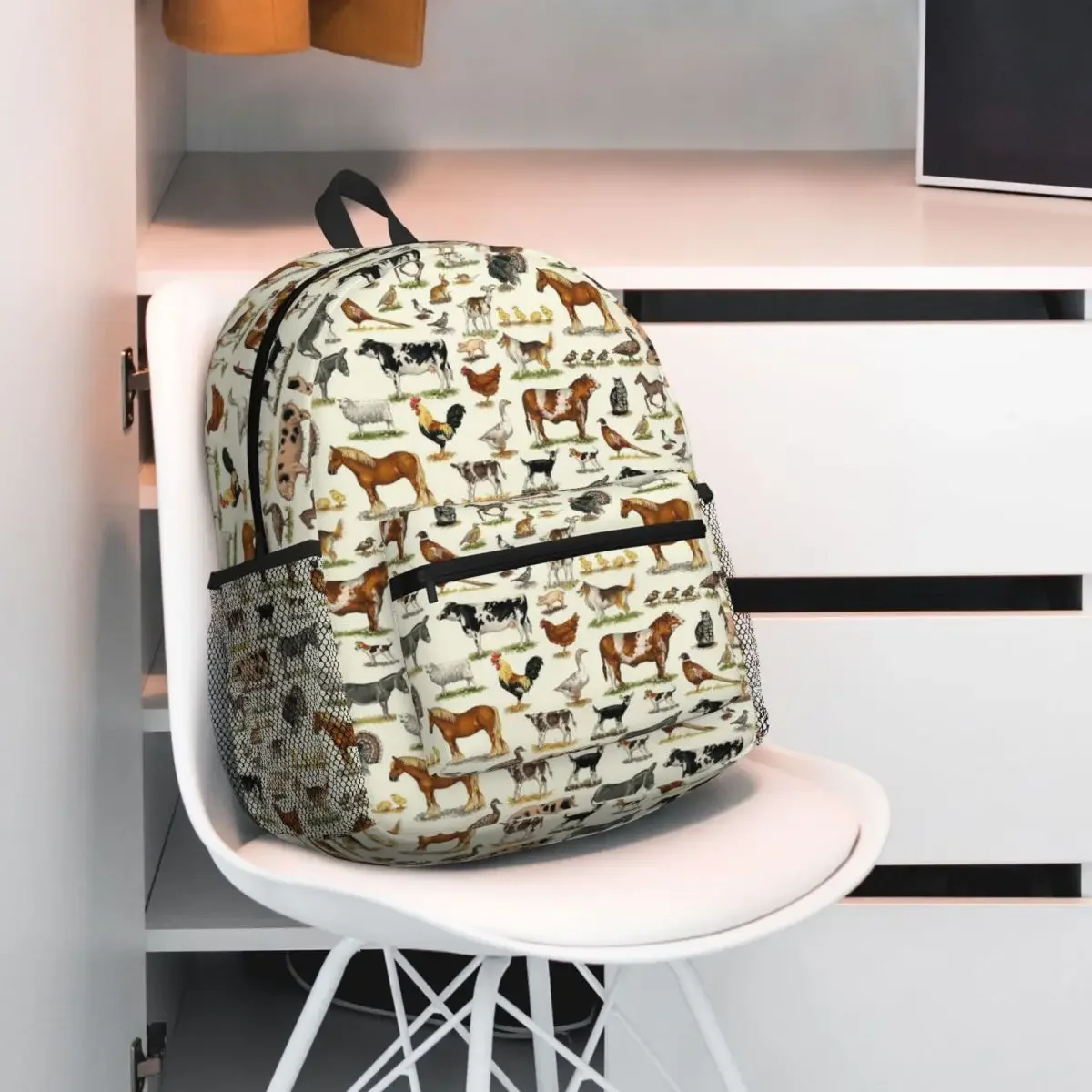 

Country Farm Animals Farmhouse Village Pet Student Backpack School Bag Hiking Travel Daypack for Boys Girls Bookbag Shoulder Bag