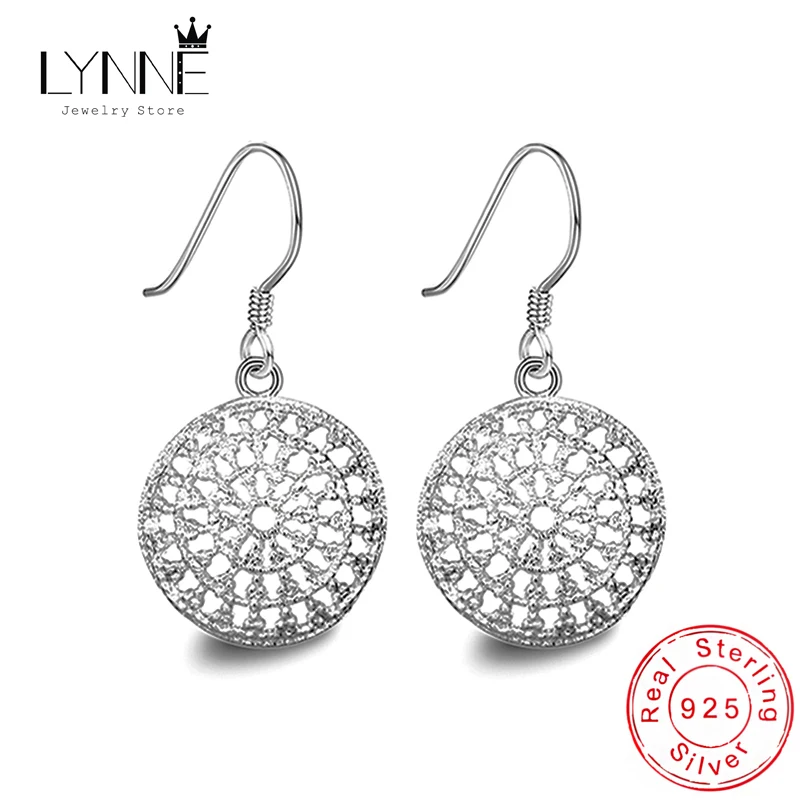 

Hot Europe and America Fashion Round Hollow Drop Earrings 925 Sterling Silver Maxi Zircon Pendant Earings For Women Jewelry Gift