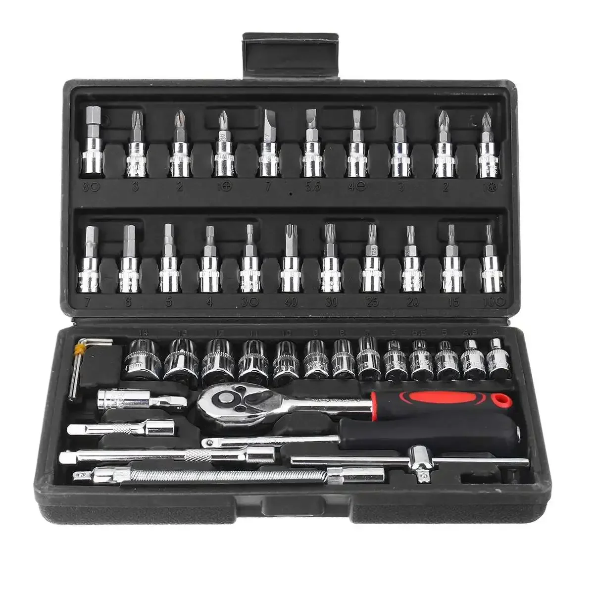 

Universal 46Pcs Socket Set Car Repair Tool Ratchet Set Torque Wrench Combination Bit A Set Of Keys Multifunction DIY toosls