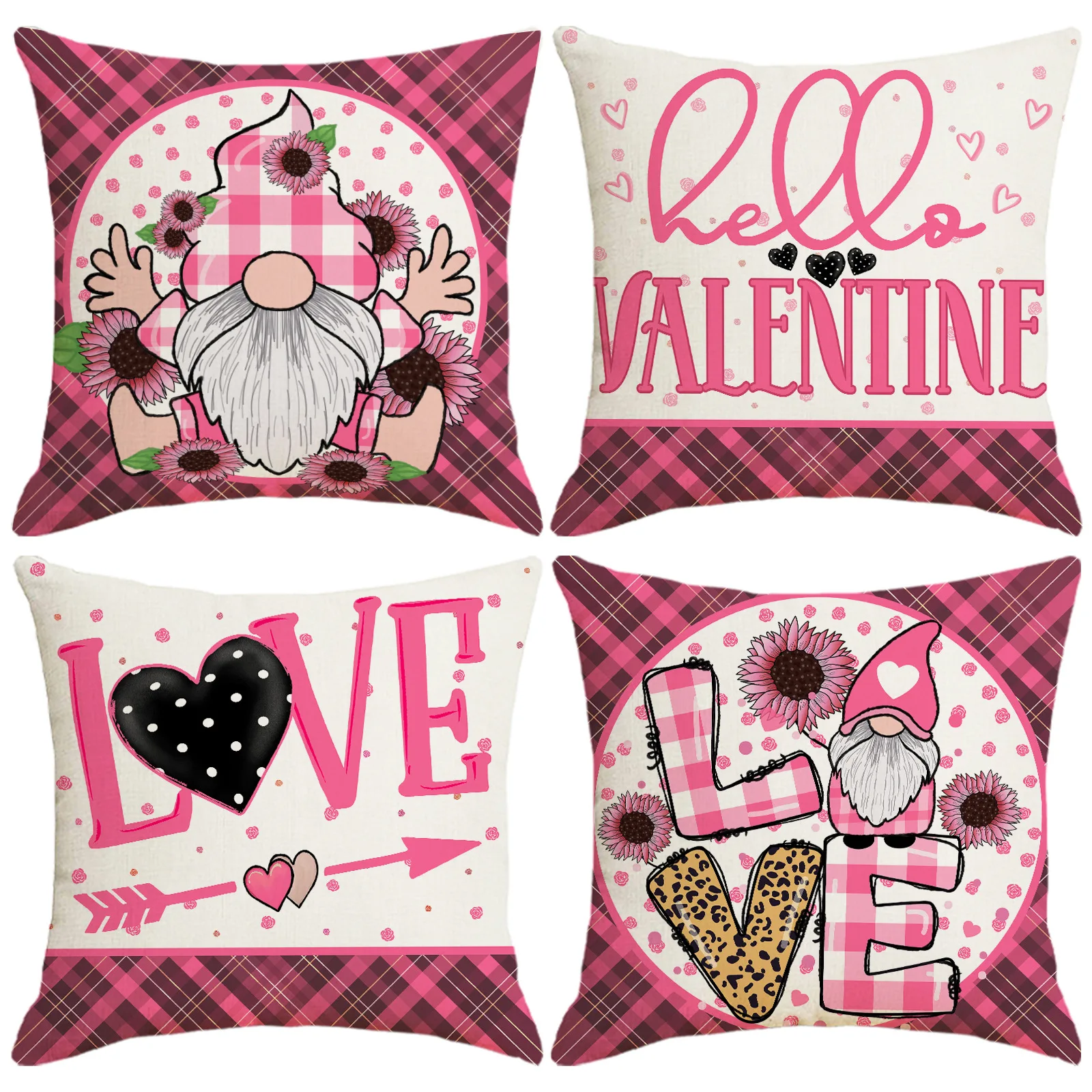 2026 New Valentine's Day Cushion Linen Letter Printed Love Cushion Festive Atmosphere Arrangement Sofa Cushion Cover
