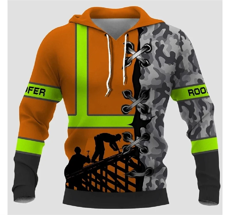 3D All Over Printed Roofer Graphic Mens Hoodies New Fashion Unisex Casual Hoodie Personality Long Sleeve Tracksuit Dropshipping