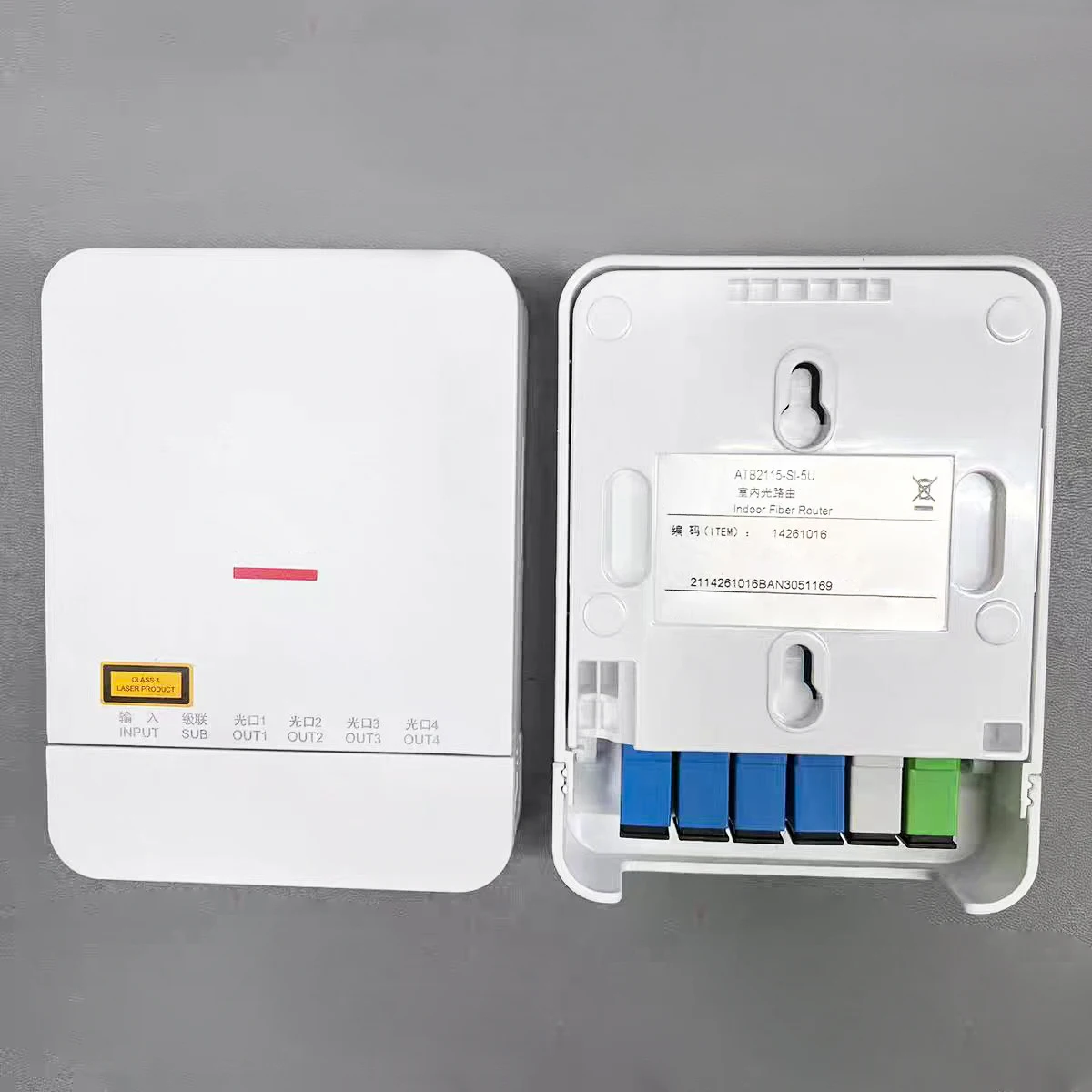 

Fiber Optic Terminal Box Panel Indoor FTTH Optical Router ATB2115-SI-5U 1/4 Optical Fiber Terminal Box Panel Splitter