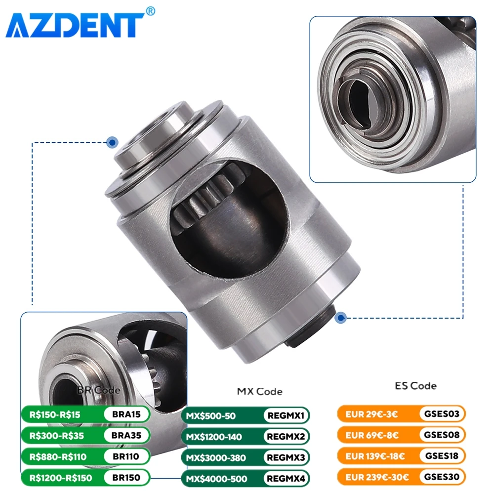 1 PC Dental Turbine Cartridge fit 1:1 Contra Angle 2.35mm AZDENT Low Speed Handpiece Push Button External Water Spray