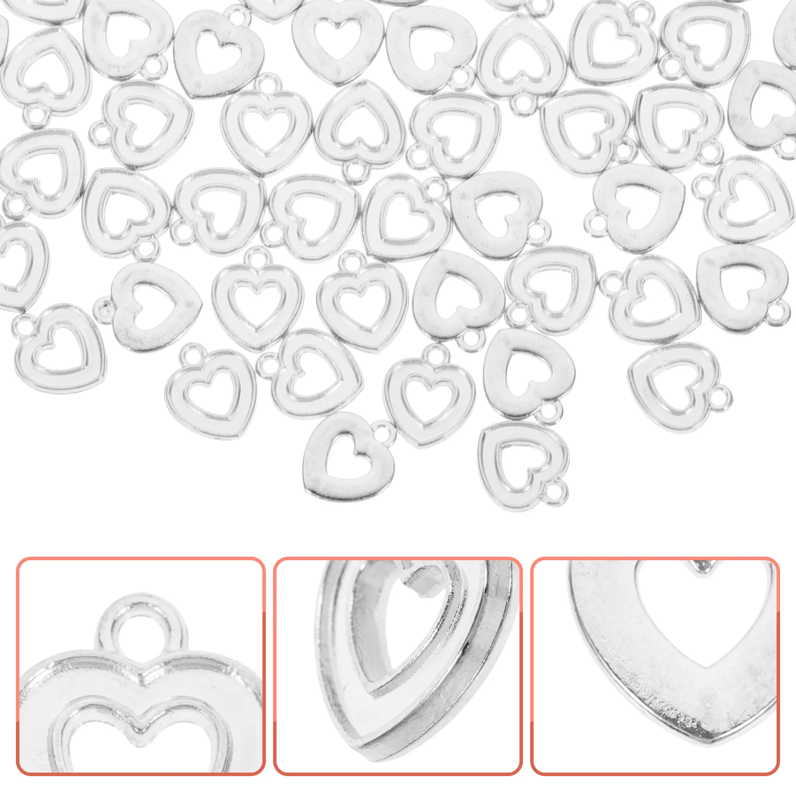 100 قطع القلب سحر الجوف قلادة مجوهرات الحرف اكسسوارات ل قلادة سوار صنع المعلقات سبيكة diy سحر القلب #3