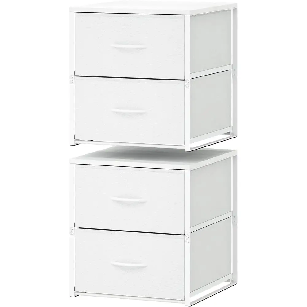 

2 Pack Stackable Storage Closet Ders, White Closet Organizers and Storage, Small Ders or Closet with Wooden Top & Metal e, 2 Tie