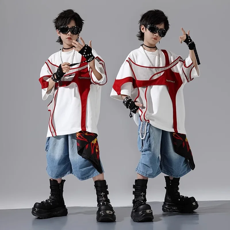 

Children's Hip Hop Performance Outfit Street Dance Costume Set for Boys And Girls Cool Trendy Street Sle Performance Clothes