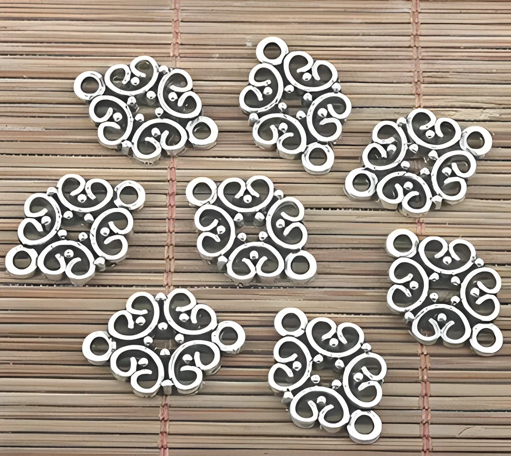 

20pcs 12*19mm Alloy matel tibetan silver hollow flower connector HWG1870