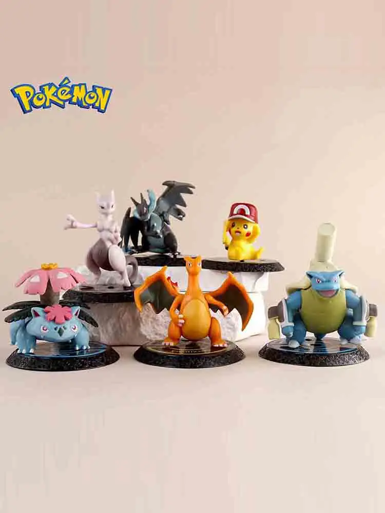 Pokemon 6 Pcs/Set Anime Figure Pikachu 6-7cm Figure Charizard Blastoise Squirtle Bulbasaur Action Figures Model  toys Gifts