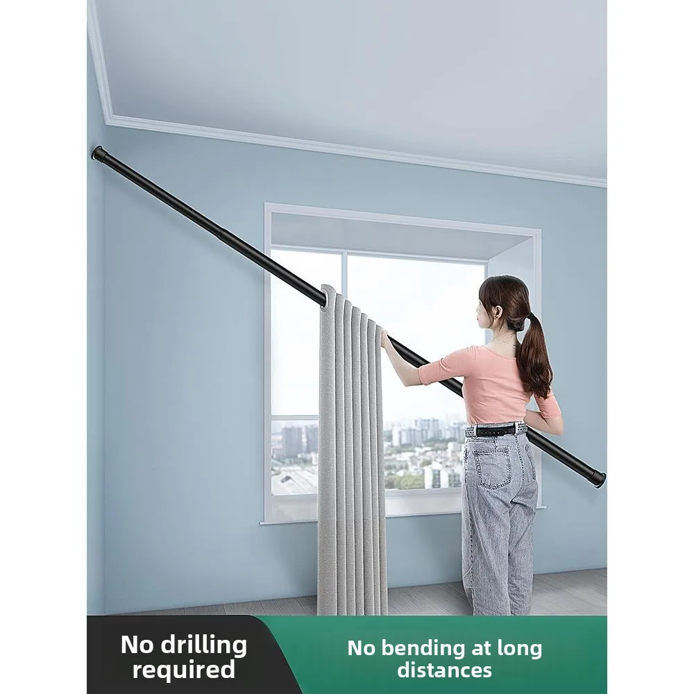 No-Drill Universal Roman Pole Curtain Rod Clothes Drying Rack Door Curtain Support Pole Versatile Stretchable Rod Home Cleani...