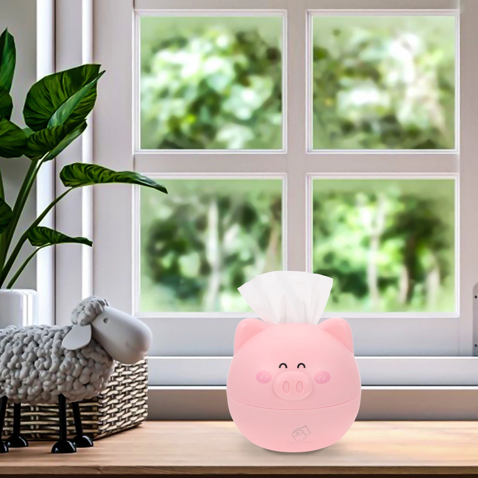

Cute Pig Shaped Tissue Box Modern Room Cartoon Napkin Holder Storage Container Home Office Travel Car Large Capacity Stable