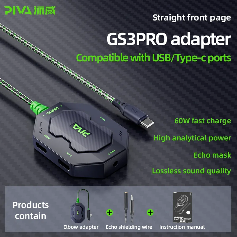 Gebogen stekker 4 in 1 PD 60W Snel opladen USB-converter Type-C naar 3,5 mm hub Type C Elleboog Game-adapter Laptop Tablets Voeding