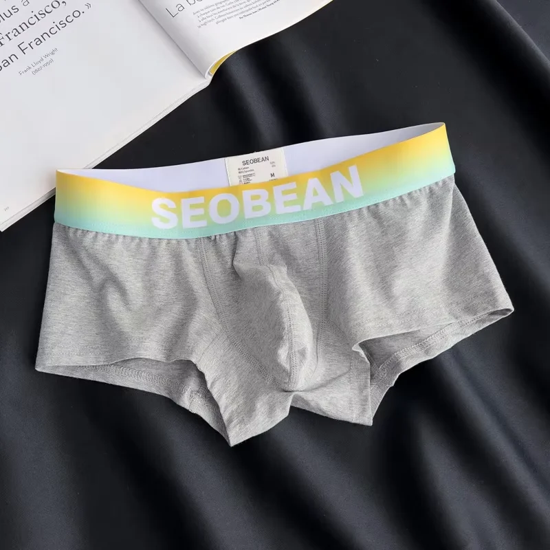 Cotton Bulge Boxy Underwear for Men Sexy U Convex Pouch Boxer Briefs Youth Breathable Comfort Sweat Absorption Sports Underpants