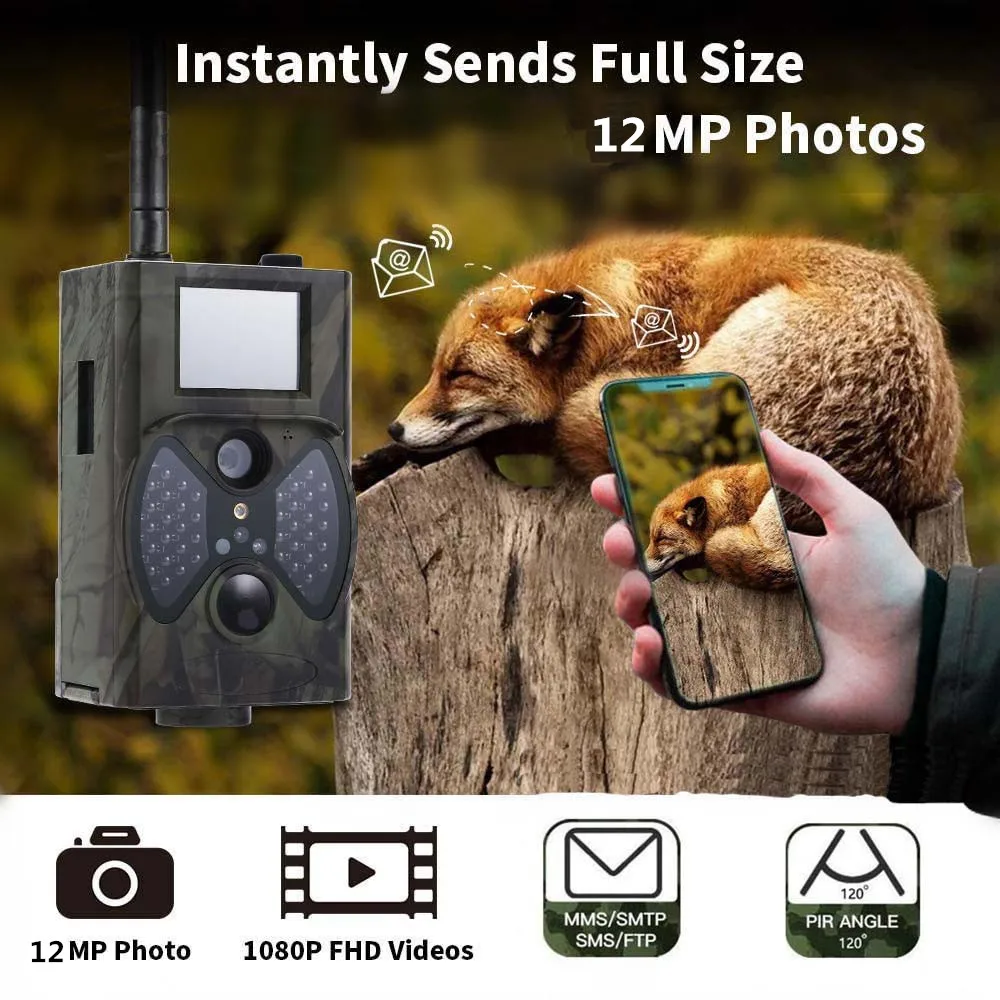 Solar Powered Wild Camera SMS MMS GSM GPRS 12mp Infrared Night Vision Wildlife Security Camera HC-300M