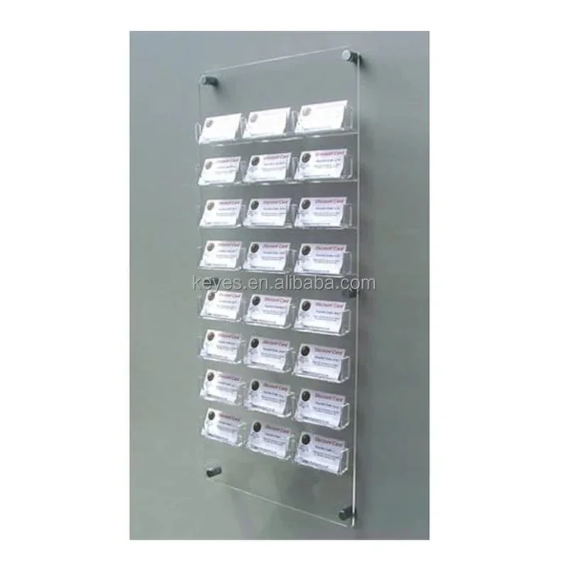 custom.Modern Style Wall-Mounted Business Card Holder with Eco-Friendly Acrylic Pockets Office Supplies Display Rack Pro