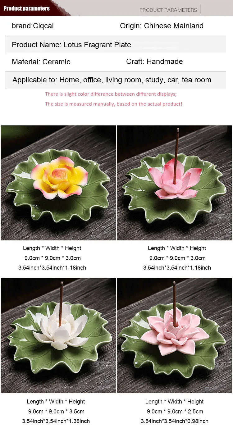 Handgefertigtes Weihrauchtablett aus Keramik mit Blumenfadenimitat – Aroma-Diffusor für Zuhause, Teestube, Lotusblatt-Basis, Buddha-Halle, Weihrauchbrenner – Detail 29