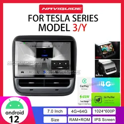 NAVIGUIDE 7Inch 2+32G Android12 For Teslal Model 3 / Y Carplay Rear Display Pane Air Conditioner Control 1024*600 4G Wifi Screen