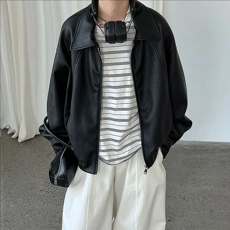 เสื้อแจ็คเก็ตหนังมอเตอร์ไซค์แบบลำลองมีซิปสำหรับผู้หญิง แขนยาว รุ่นใหม่ ฤดูใบไม้ร่วง 2025