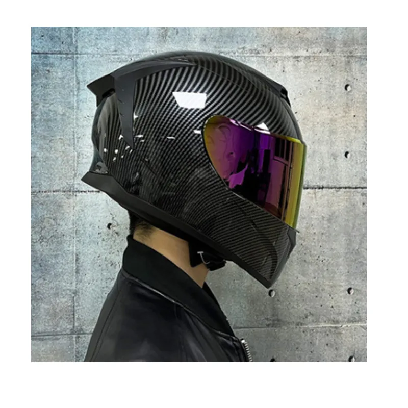 LVS 702 Carbon Fiber  looking  Full Face  Helmet with Double visor  for Motor bike Racing Street Motorcycle Casco with  DOT