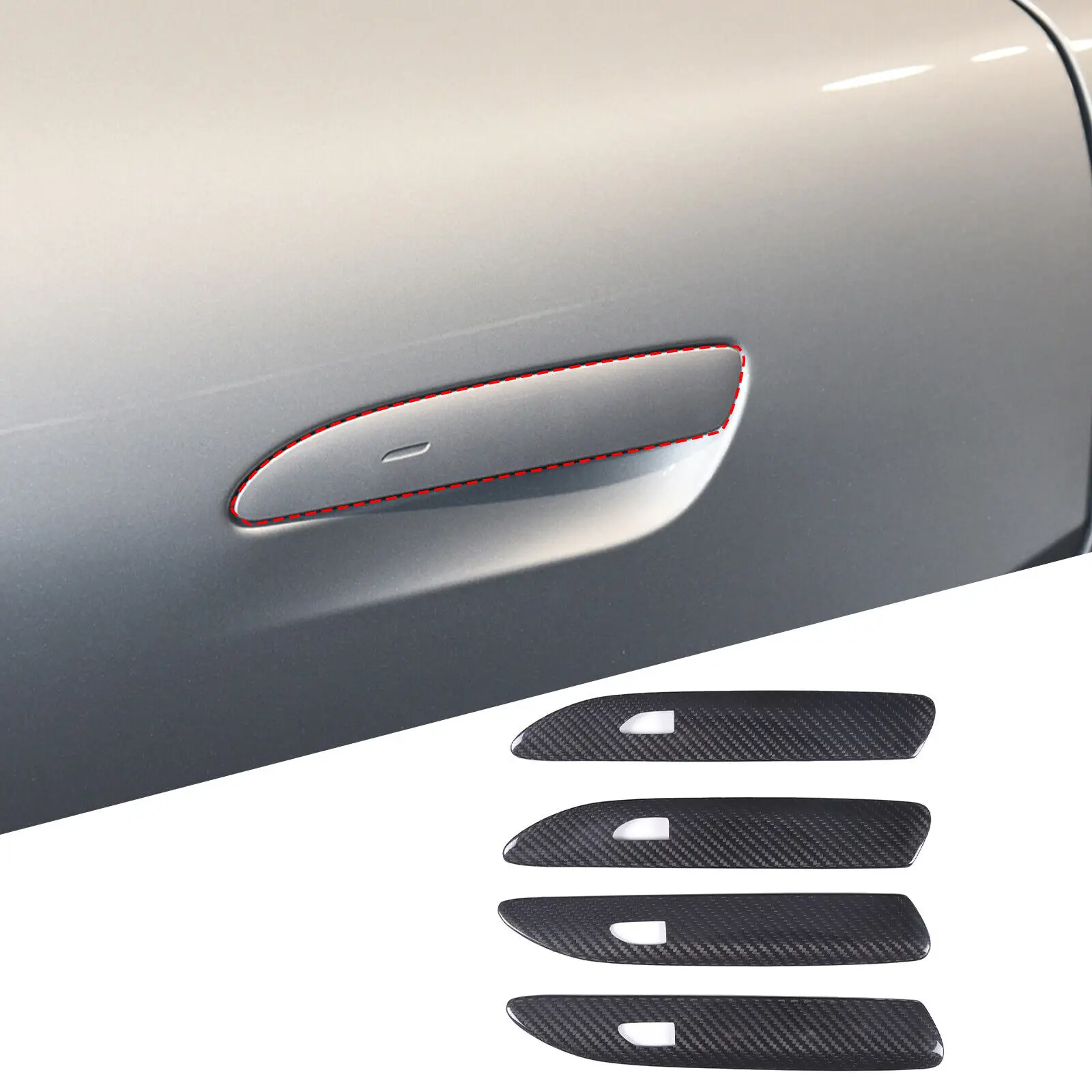 

Real Dry Carbon Fiber Car Exterior Door Handle With sensor Cover Trim Fit For Porsche Taycan 2019-2022