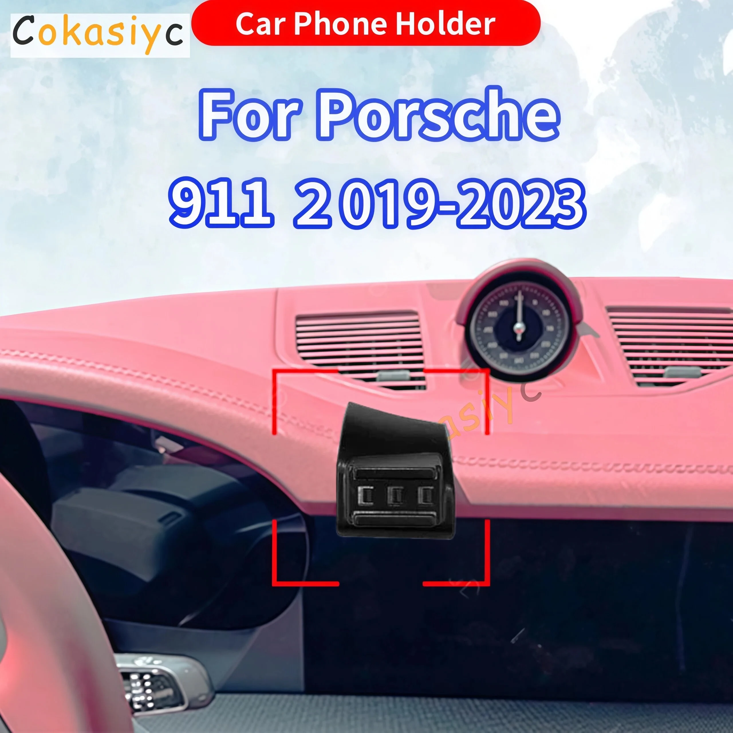 Suporte para Telefone de Carro para Porsche 911 2019 2020-2022 2023, Base Fixa Dedicada com Carregamento Sem Fio, Acessórios de Interior Automotivo