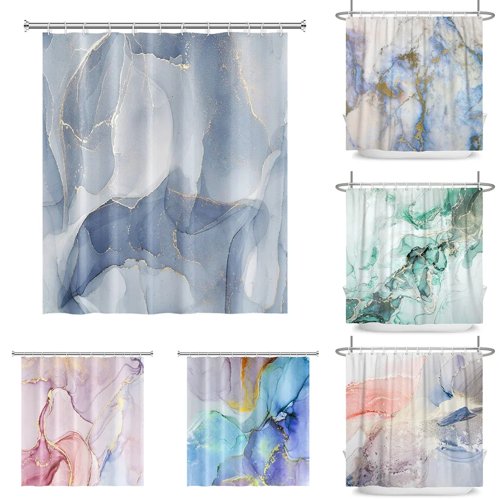 Ink texture Shower Curtain Waterproof modern marble art colorful shower curtain Home Bathroom Decoration Curtain with hooks