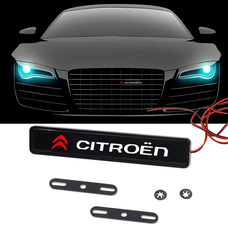 ABS Car Front Grille LED Emblem Light for Citroen Elysee C3 C2 C4 Aircross Berlingo Cactus Picasso C5 Xsara DS3 Badge Decoration