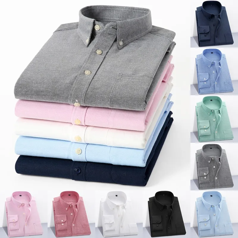 

Spring Autumn Long Sleeve Button Shirts for Men Casual Comfortable Breathable Cotton Blended Shirt Business Work Formal Shirt