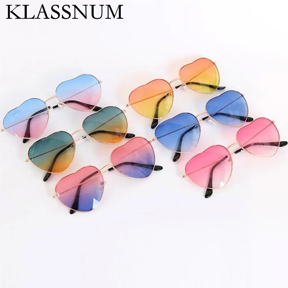 Fashion Vintage Metal Heart Shaped Sunglasses Men Women Love Ocean Piece Sun Glasses Outdoor UV400 Shades Eyewear Ladies Goggles