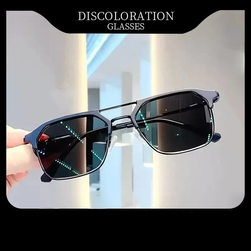 Men with Degree Driving Special Vintage Sun Eyewear Half Frame Myopia Glasses Sunglasses Anti Strong Light Anti UV Sunglass Gg