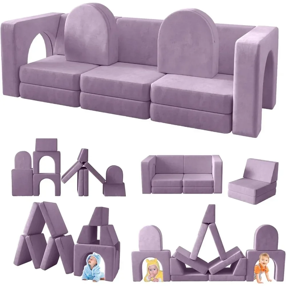 Kids Sofa, 12 Piece Modular Children's Game Sofa, 12 in 1 Multifunctional Children's Sofa, Indoor Kids Chair Kids Couch