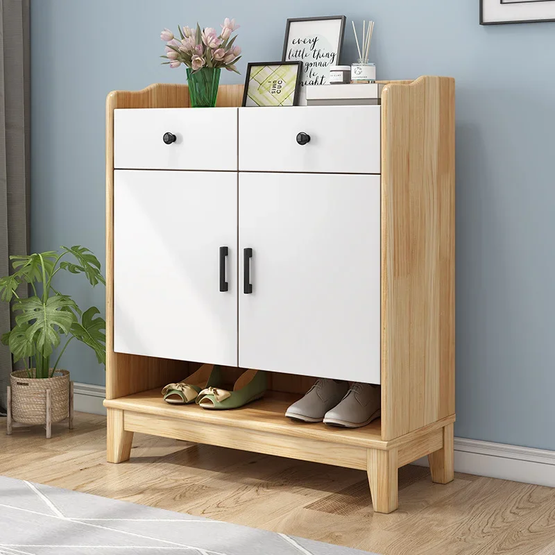 Strong Modern Wooden Compact Shoe Cabinet Decorative Practical Oak Mirrored Versatile Shoe Cabinet Scarpiera Casa Home Furniture