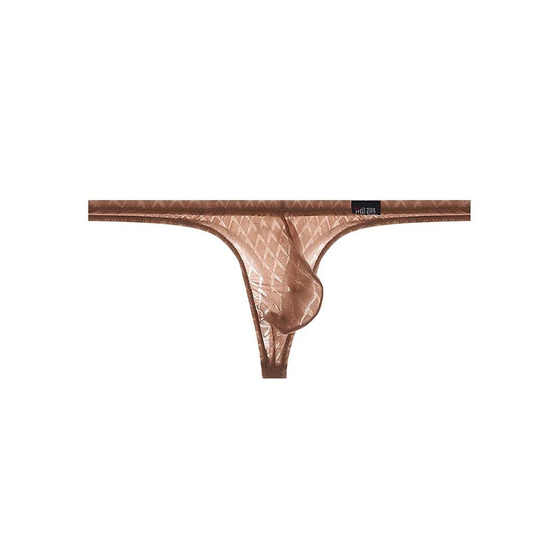 

Men's underwear super thin ice silk thong low waist tight sexy transparent T pants
