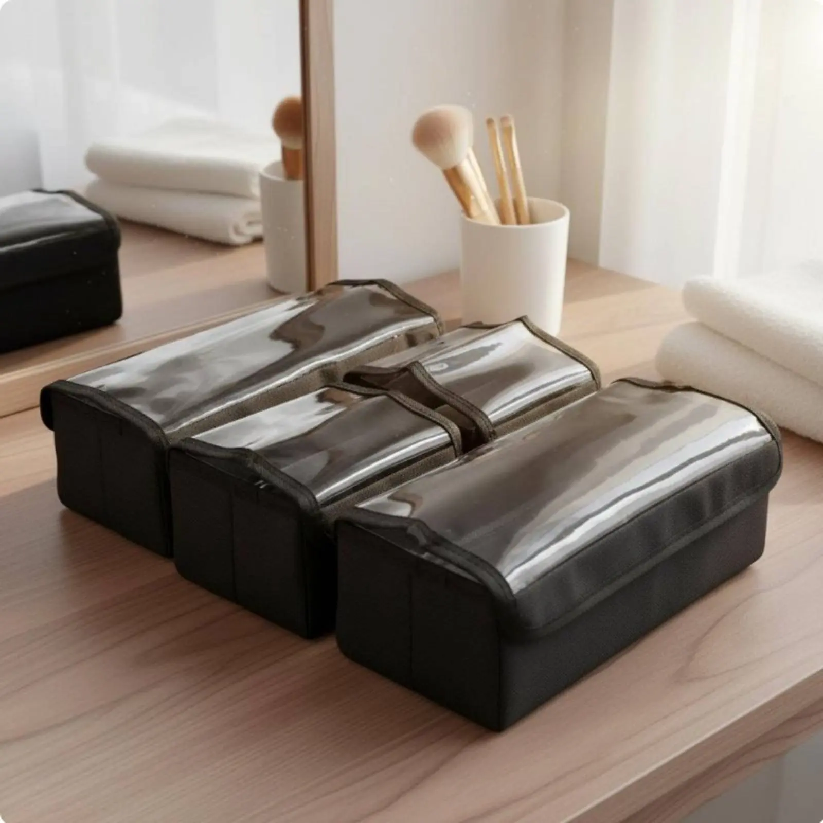 Foldable Makeup Storage Box Unrestricted Combination Customizable Cosmetic Case Divider Portable Makeup Pouch Insert Sturdy