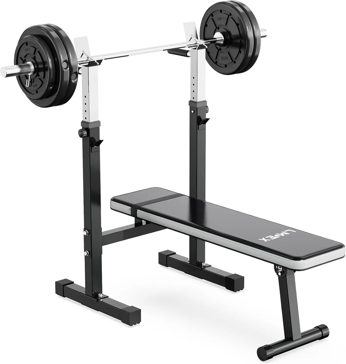 

Weight Bench Press with Squat Rack Folding Multi-Function Dip Station for Full Body Workout Home Gym Strength