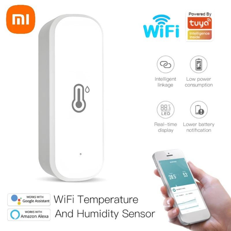 

Xiaomi Tuya WiFi Temperature Humidity Sensor Smart Home Indoor Hygrometer Controller Voice Control Thermometer Via Alexa Google