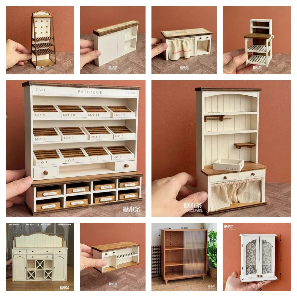 

DollHouse Miniature Bakery 1/12 Cake Display Case Coffee-table Bread Holder Diy1/6 Vintage Side Cabinet Storage Cabinet Bjd Doll