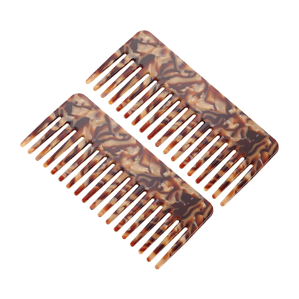 

2Pcs Anti-Static Hair Comb Set Acetate Material Detangler for Curly Wet Hair Portable Styling Comb for Daily Use