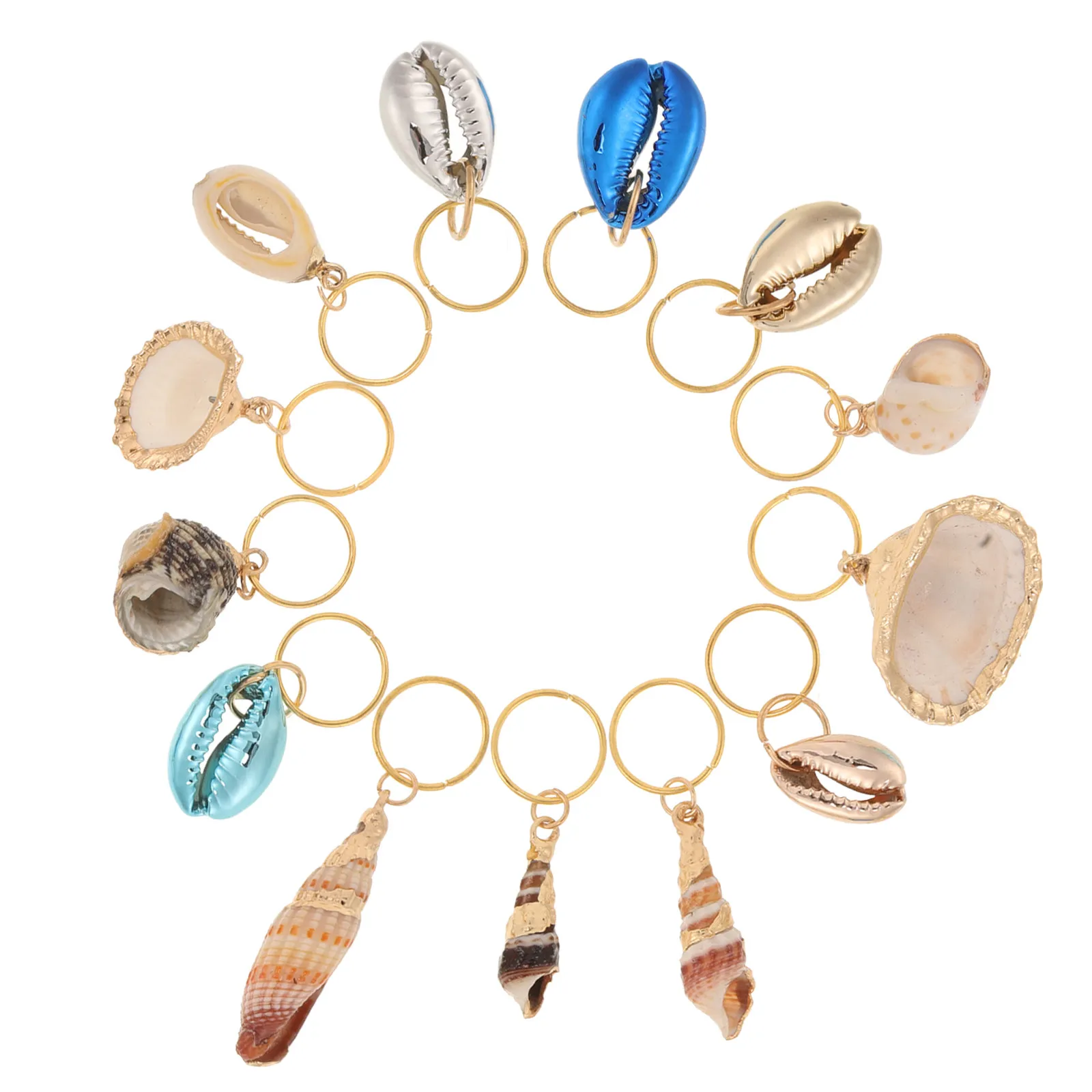 

13Pcs Hair Braid Jewelry Rings Shell Alloy Charms Lightweight Trendy Non Slip for Braids Extensions DIY Parties Photography