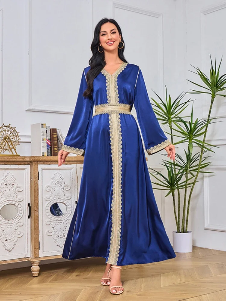 Eid Abayas for Women Ramadan Muslim Embroidered Dress Woman Dubai Islamic Caftan Kaftan Party Jalabiya Elegant Vestidos 2024