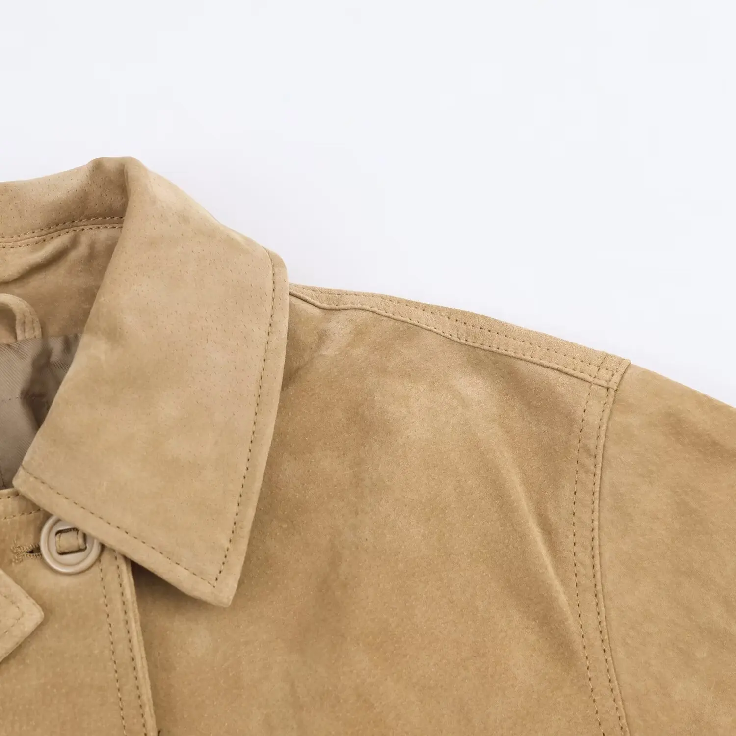 패셔너블 벨벳 가죽 재킷 여성용 가을 신상품 JNLEAOG 43470 폴리에스터 롱 슬리브 보온 플랩 디자인