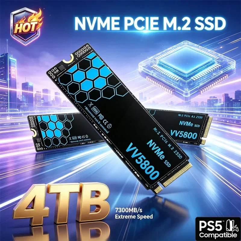 VV5800 7300MB/s SSD 1TB 2TB SSD NVMe M2 4TB PCIe 4.0 X4 M.2 2280 Disk Internal Solid State Drives NVME SSD for PS5 Laptop