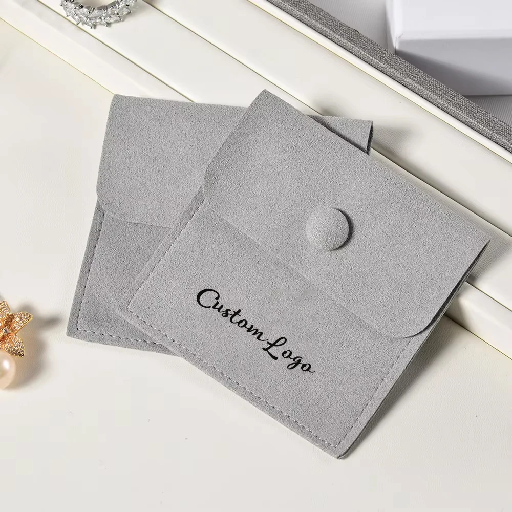 

Замшевые сумки для ювелирных изделий из микрофибры, сумки с индивидуальным логотипом, зеленые бархатные мешочки, ювелирные изделия, кольца, серьги, упаковка, органайзер, подарочный дисплей