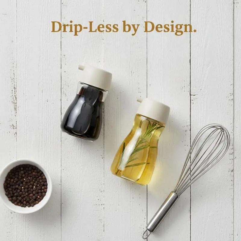 Clear Glass Sauce Oil Bottle BPA Free Tight Fitting Lid Portable Kitchen Seasoning Holder for Camping Trip Cooking