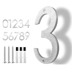 200mm/8 in Floating House Number ABS Silver Relief Numbers Address Sign #0-9 Letters Big Modern Door Plates Home Outdoor Numeros
