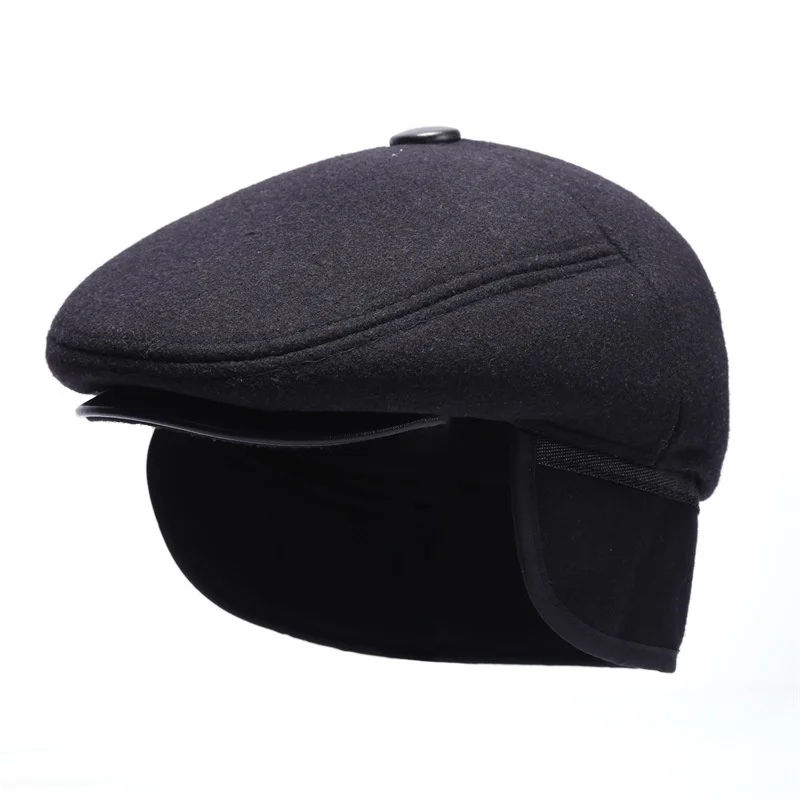 Middle-aged Elderly Duck Tongue Hat Men Winter Grandfather Man Gift Hat Dad With Ears Warm Forward Duck Tongue Cap Free Shipping