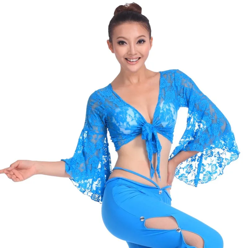Customized Square Dance Costumes Shawl Dance Costumes Belly Dance Costumes Tops Sexy Jacquard Lace S02