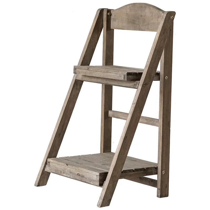 

Double-layer trapezoidal flower stand shelf solid wood