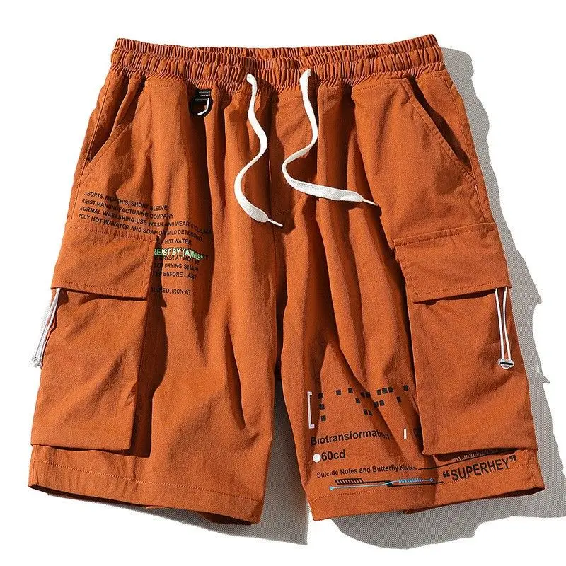 Pantaloncini Cargo da uomo di tendenza pantaloncini da tasca con stampa di lettere da uomo pantaloncini dritti Casual di nuova moda estiva da uomo